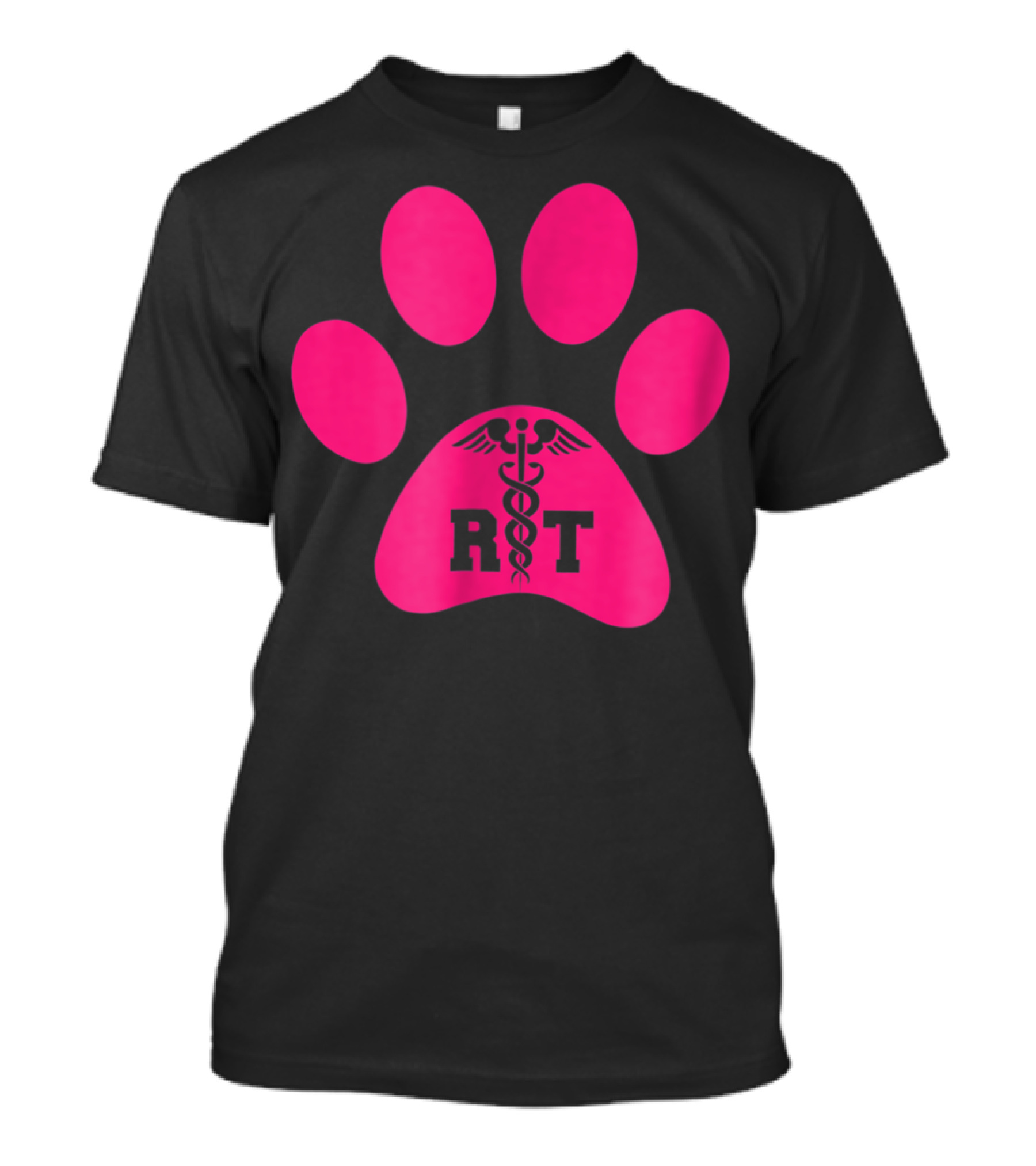 Respiratory Therapy Pink RT Caduceus Dog Paw T-Shirt