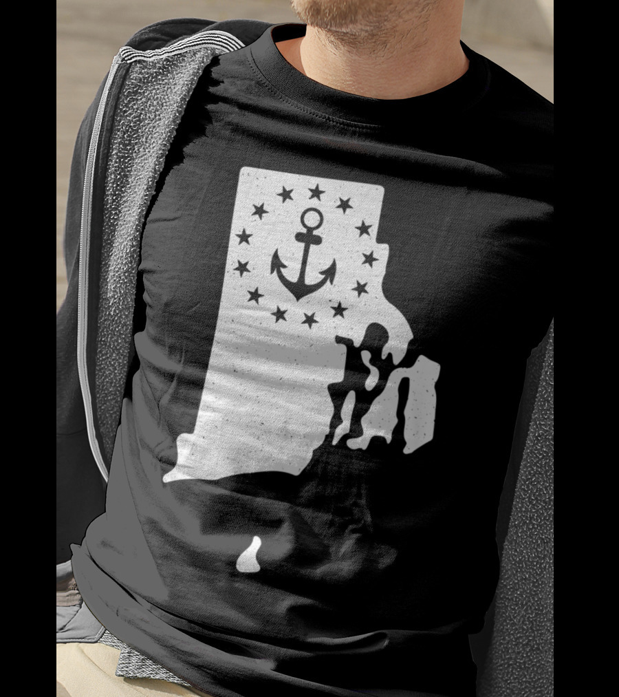 Rhode Island Anchor Independence With Stars T-Shirt