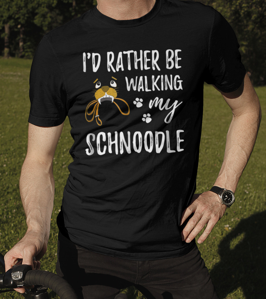 I'd Rather Be Walking My Schnoodle Dog Mom Paw Prints T-Shirt
