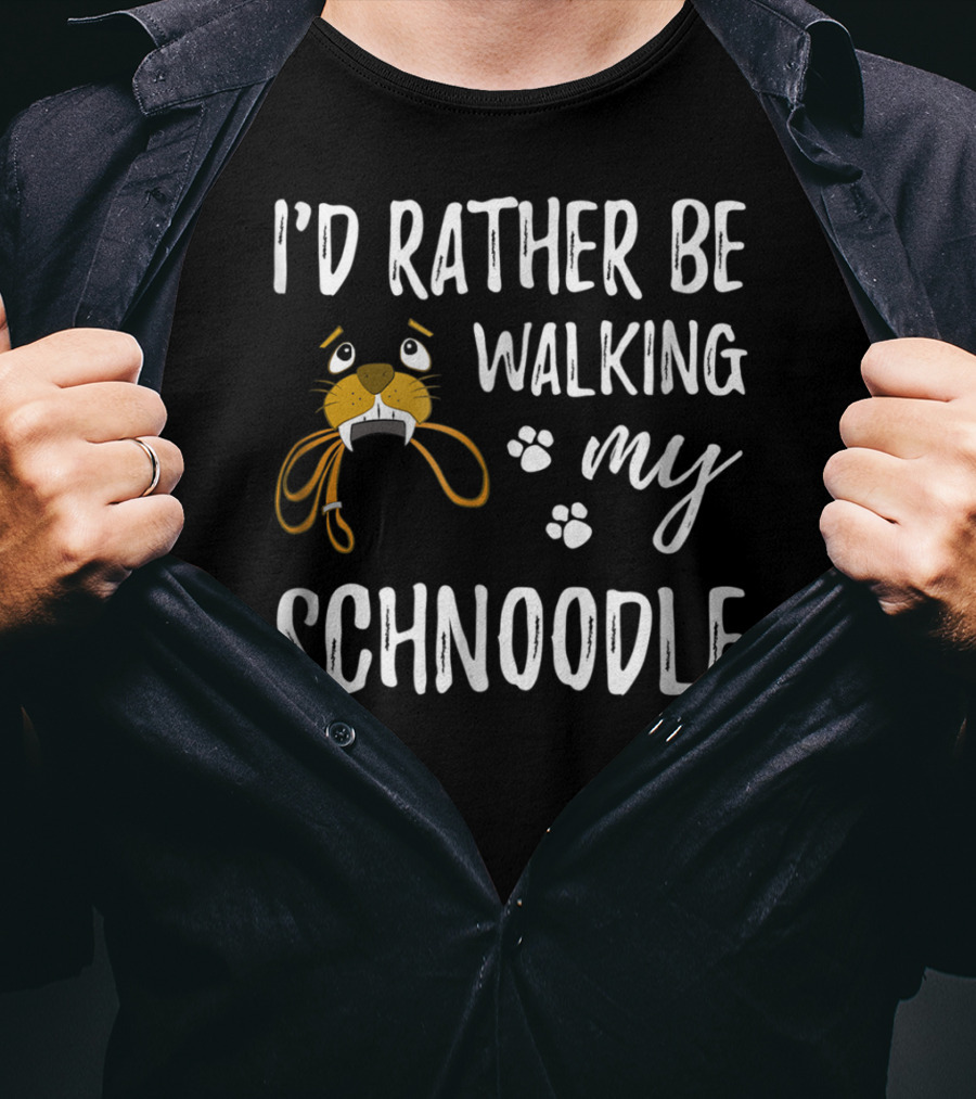 I'd Rather Be Walking My Schnoodle Dog Mom Paw Prints T-Shirt