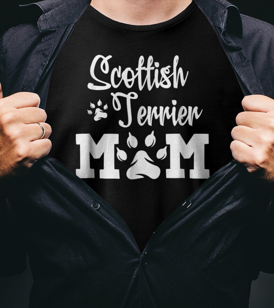 Scottish Terrier Mom Paw Print T-Shirt