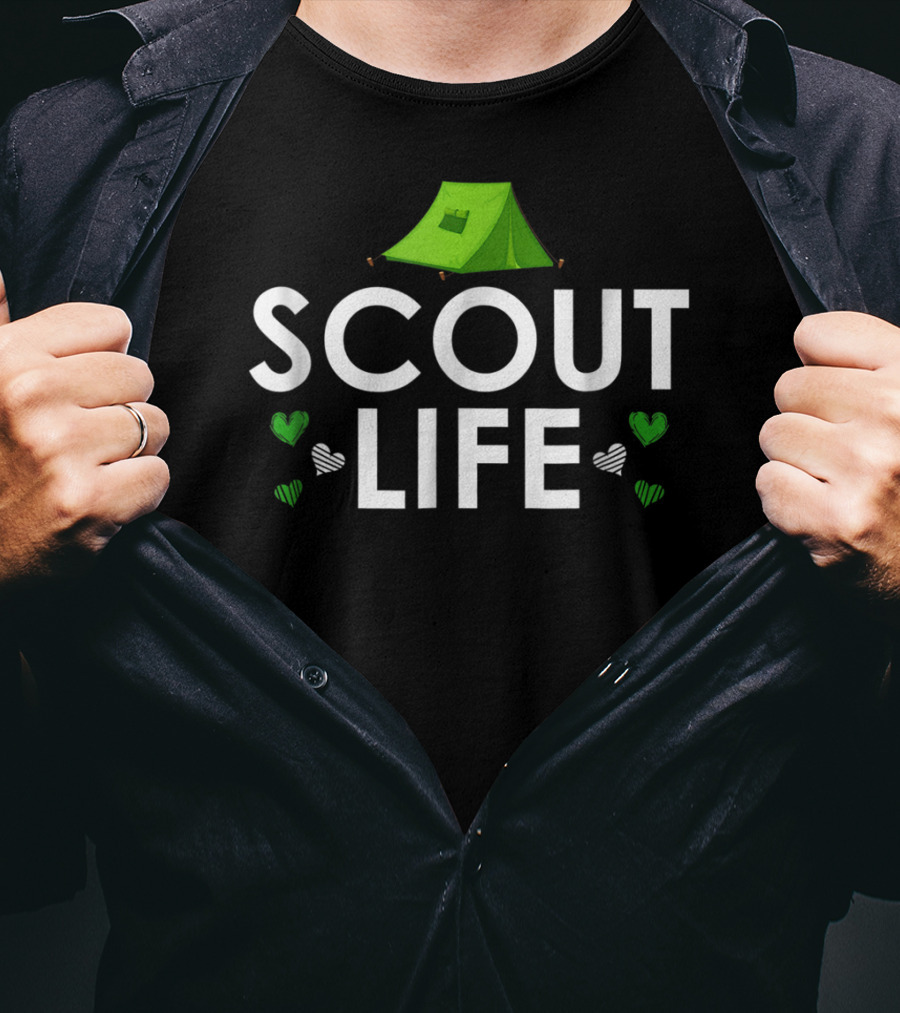 Scout Life Green Tent Camping Adventure Scouting T-Shirt