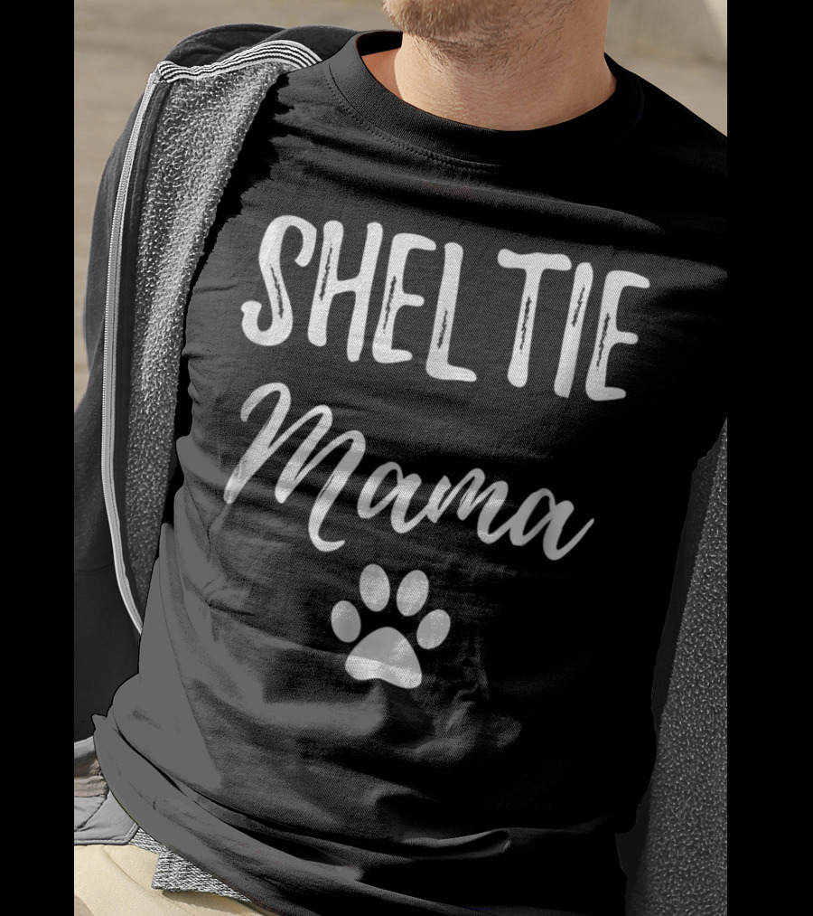 Sheltie Mama Funny Dog Mom Paw Print Idea13 T-Shirt