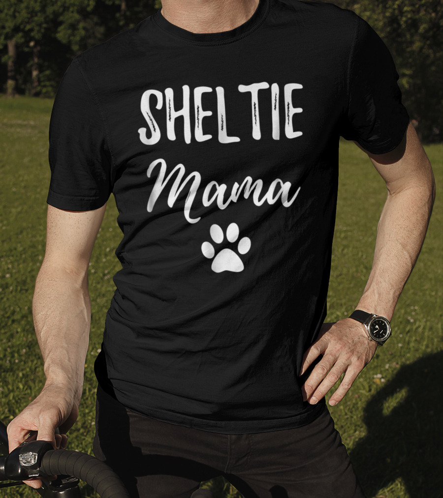 Sheltie Mama Funny Dog Mom Paw Print Idea13 T-Shirt