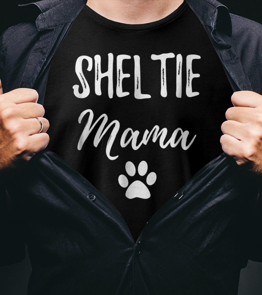 Sheltie Mama Funny Dog Mom Paw Print Idea13 T-Shirt