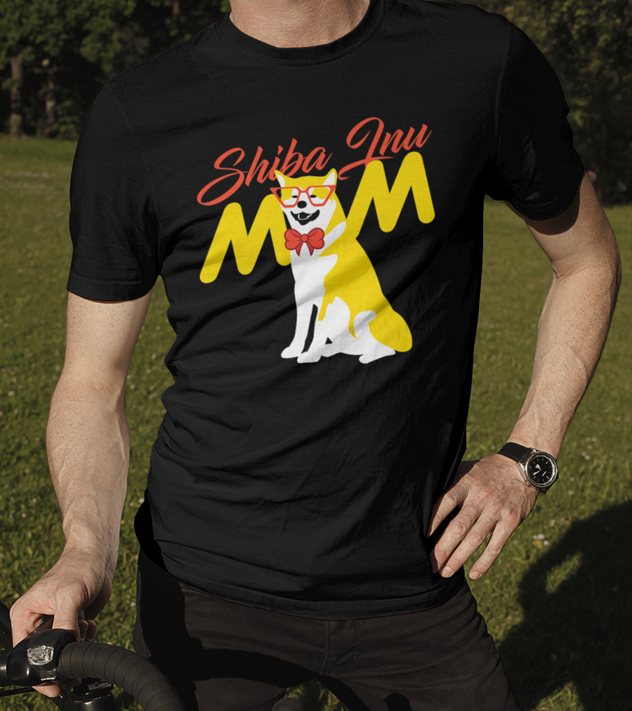 Shiba Inu Mom With Glasses And Bow Tie T-Shirt