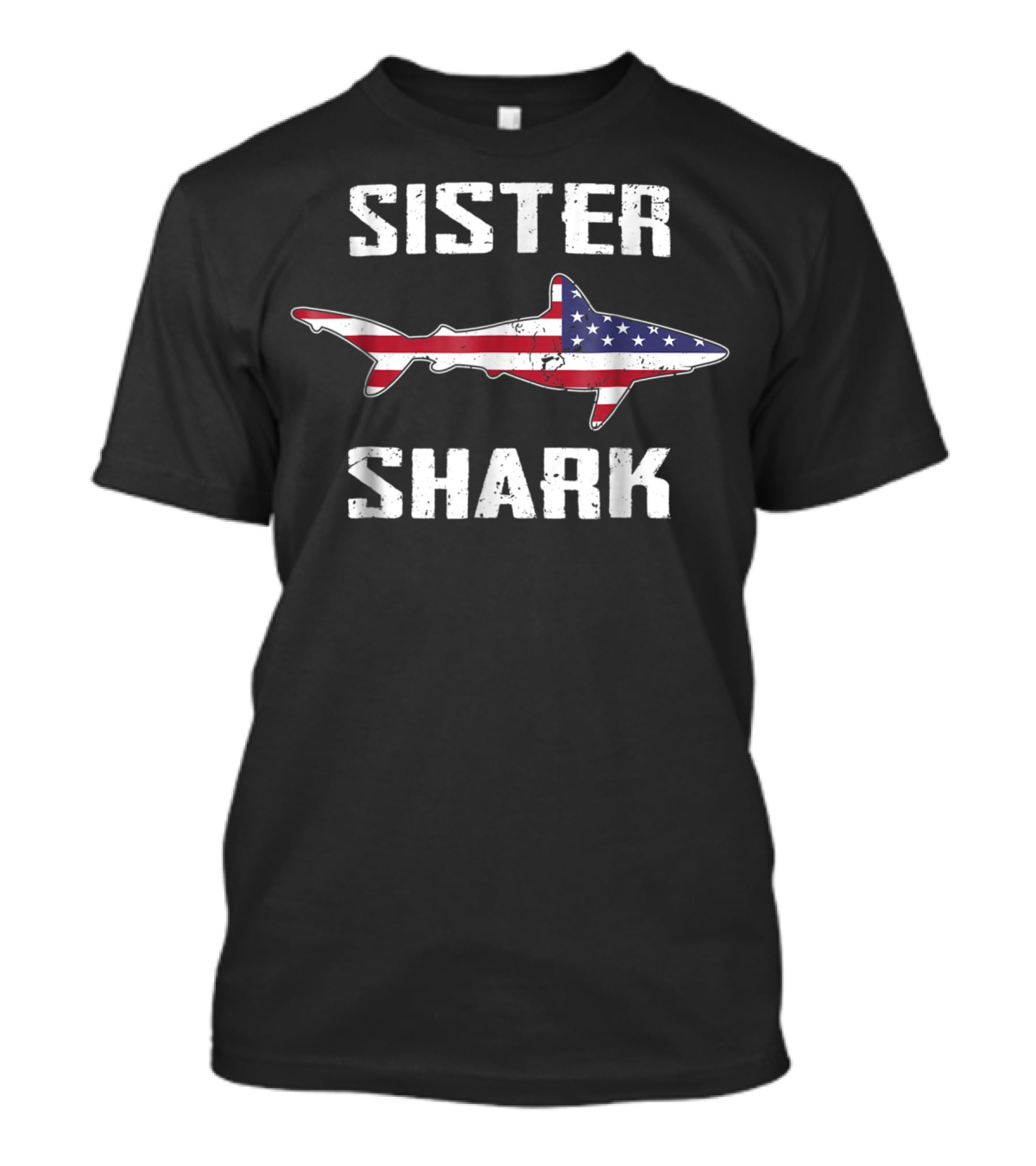 Sister Shark American Flag Matching Family T-Shirt