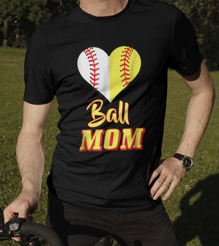 Ball Mom Softball Baseball Heart T-Shirt