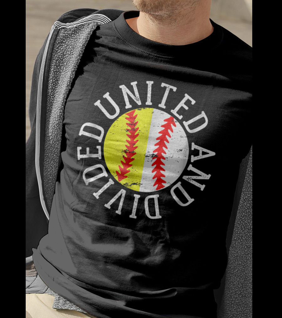 Softball Baseball United And Divided Cool Cute Son Daughter T-Shirt