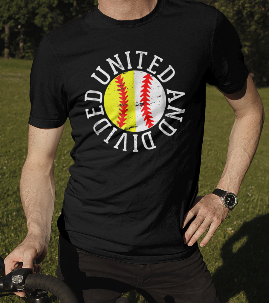 Softball Baseball United And Divided Cool Cute Son Daughter T-Shirt