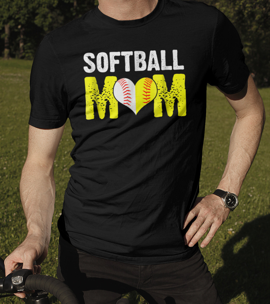 Softball Mom Heart Baseball T-Shirt