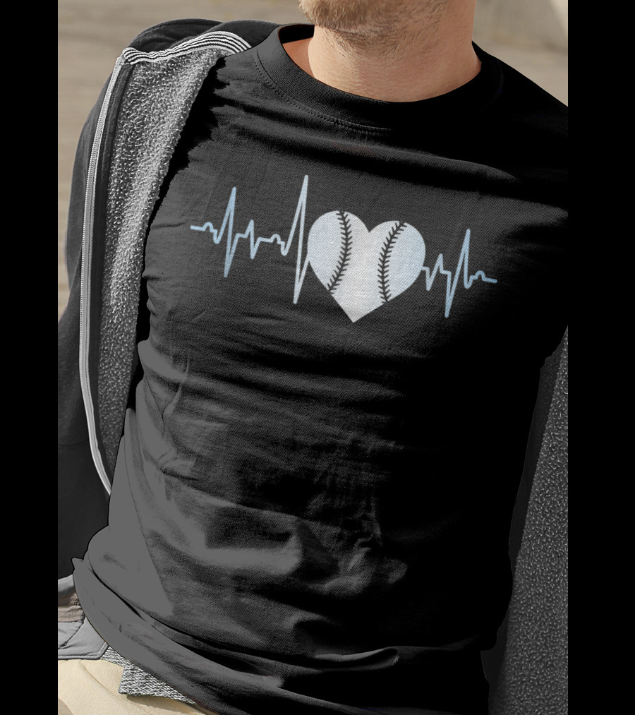 Softball Player Heartbeat Stitch Heart Shape T-Shirt