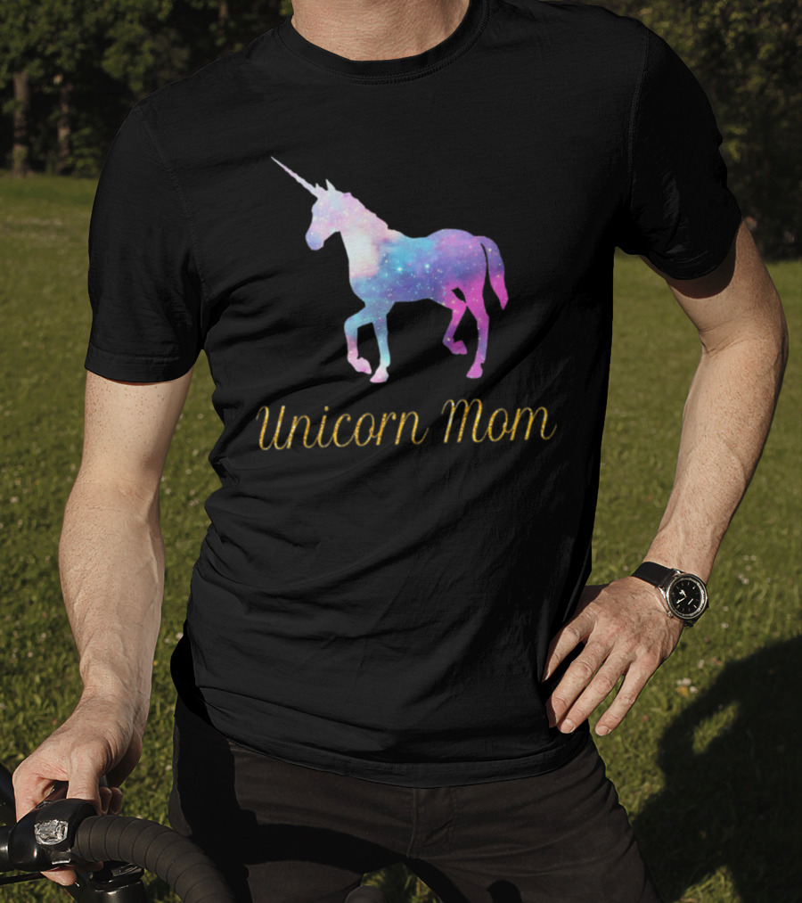 Unicorn Mom Sparkly Galaxy Birthday Party T-Shirt
