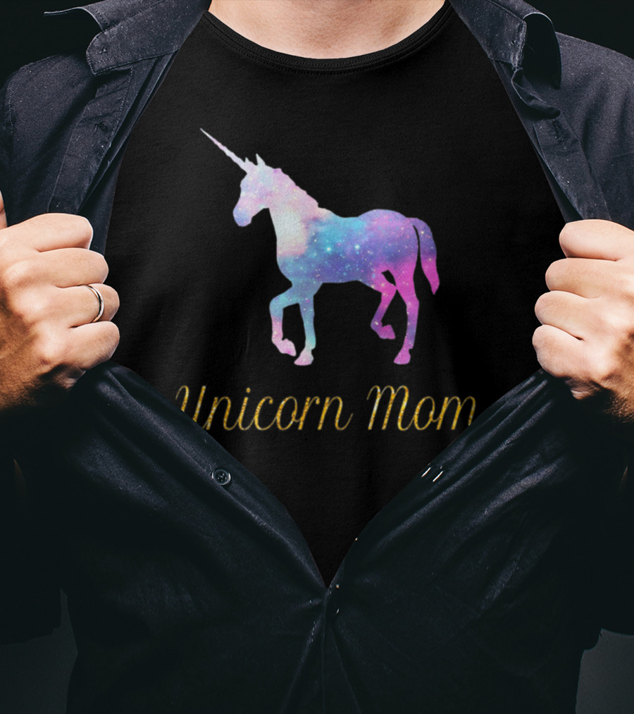 Unicorn Mom Sparkly Galaxy Birthday Party T-Shirt