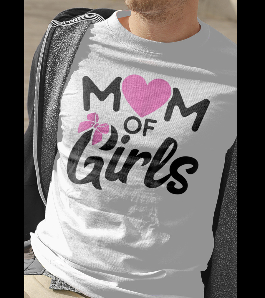 Mom Of Girls Heart And Bow T-Shirt