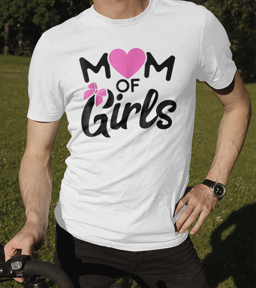 Mom Of Girls Heart And Bow T-Shirt