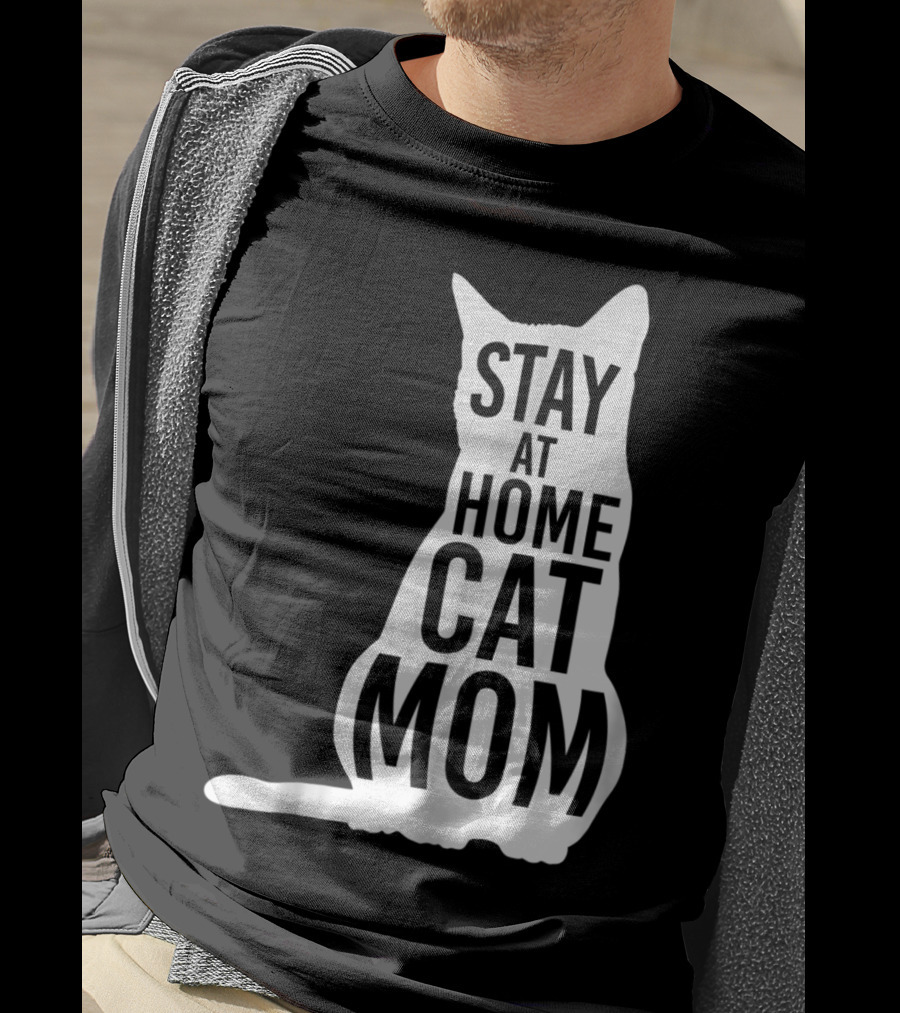 Stay At Home Cat Mom Silhouette For Cat Moms T-Shirt