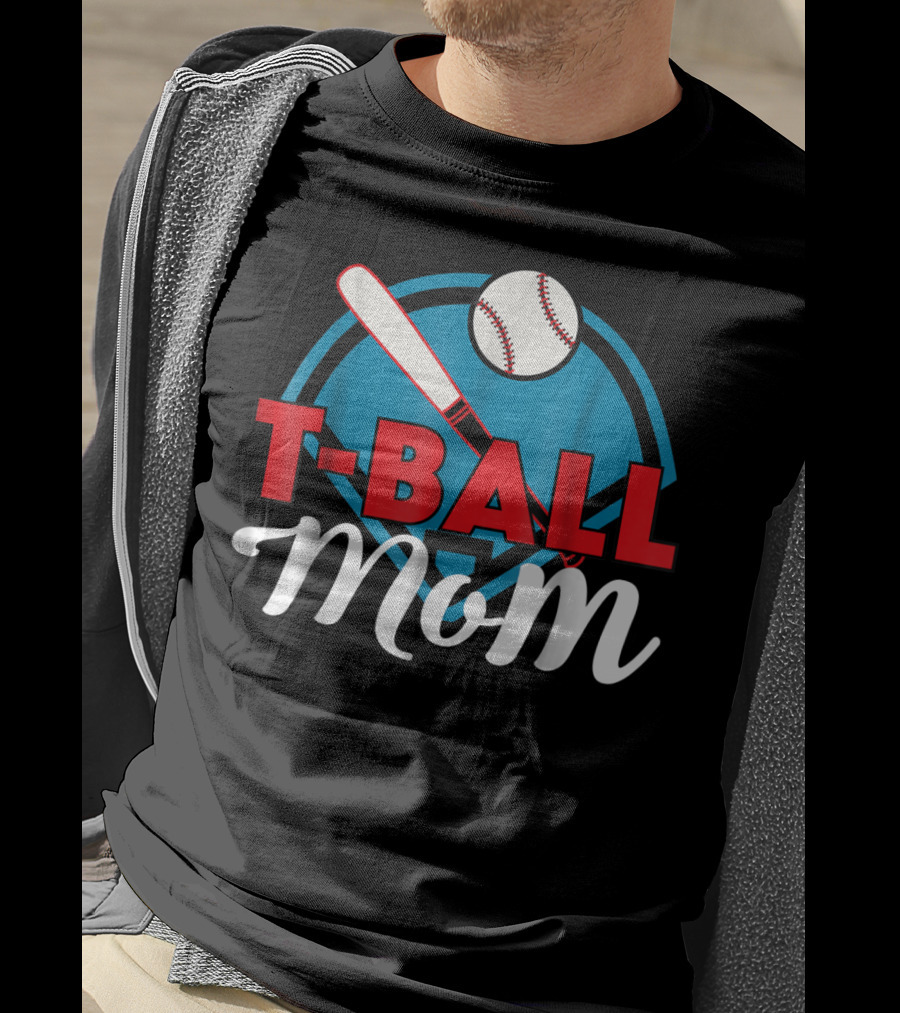 T-Ball Mom Baseball Bat And Home Plate T-Shirt