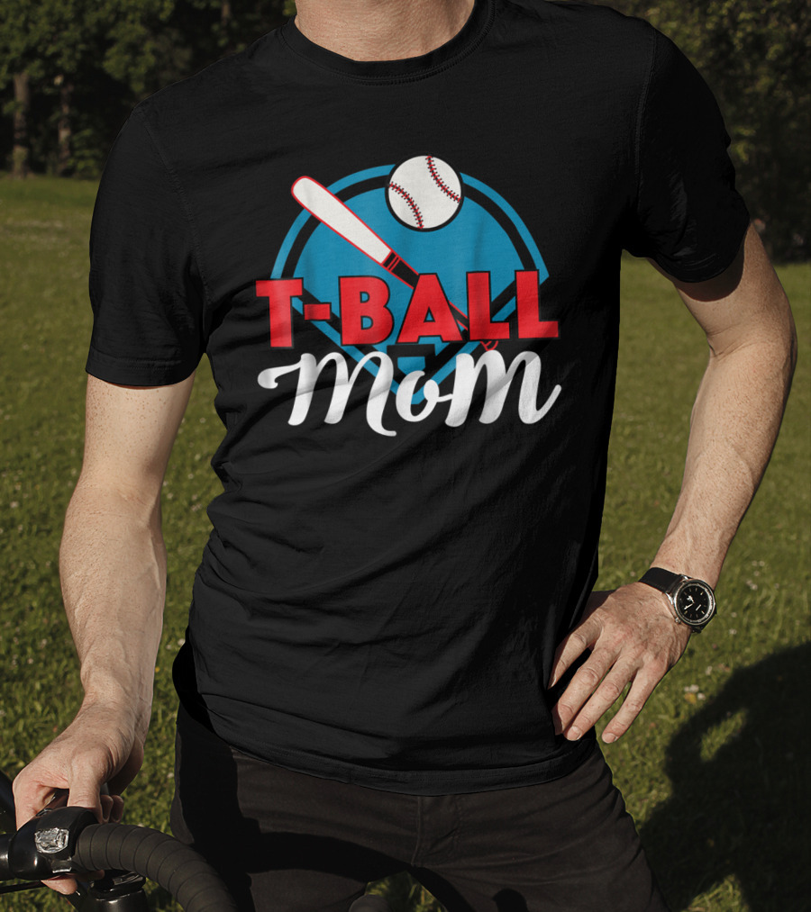 T-Ball Mom Baseball Bat And Home Plate T-Shirt