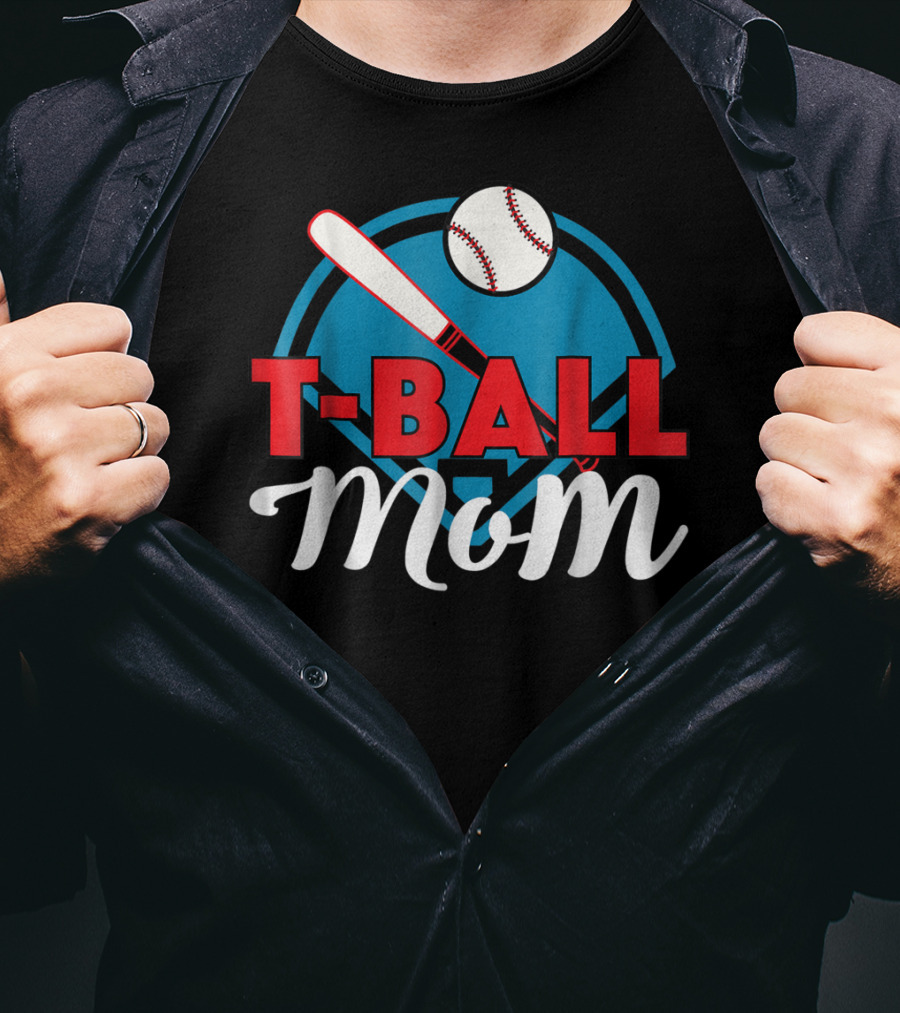 T-Ball Mom Baseball Bat And Home Plate T-Shirt