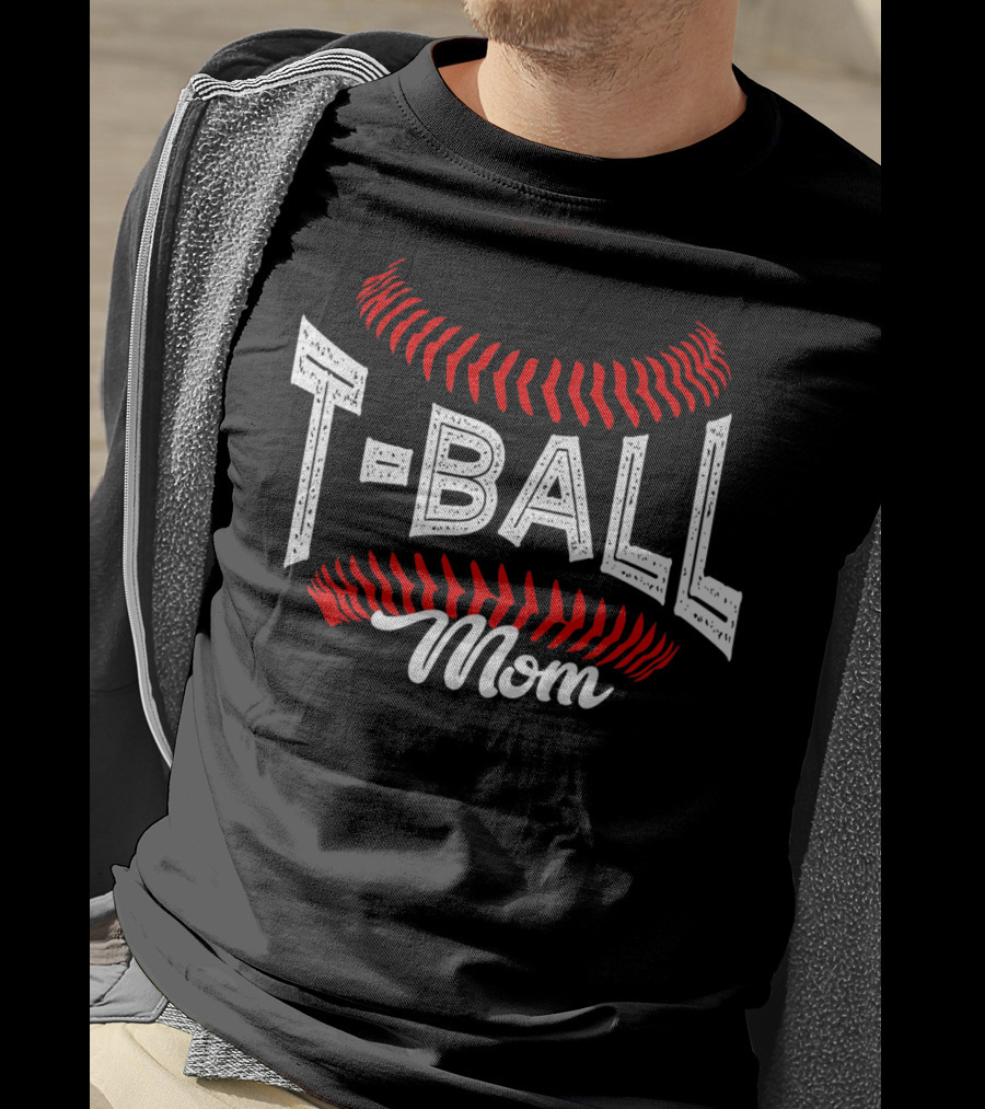 T-Ball Mom Baseball Stitching T-Shirt