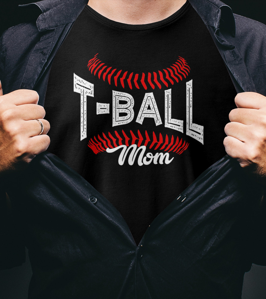 T-Ball Mom Baseball Stitching T-Shirt