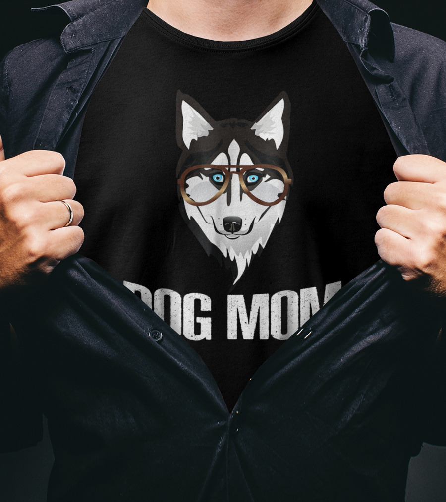 Dog Mom Funny Husky With Glasses T-Shirt