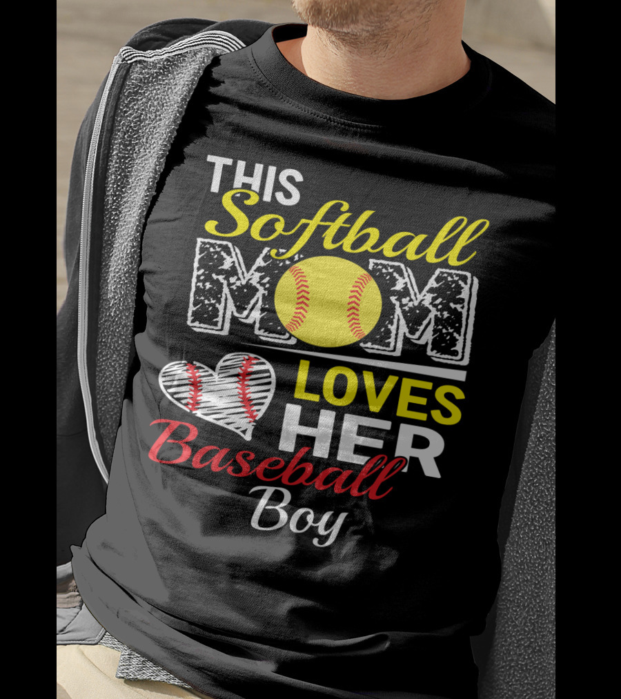 This Softball Mom Loves Her Baseball Boy T-Shirt
