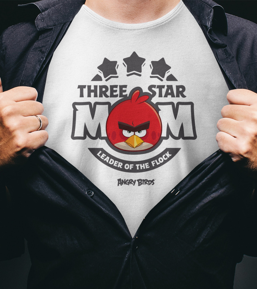 Three Star Mom Leader Of The Flock Angry Birds T-Shirt