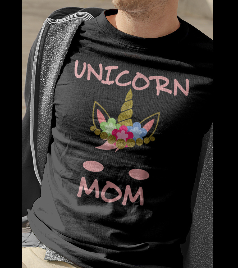 Unicorn Mom Glitter Floral Headband Funny Cute Unicorn T-Shirt