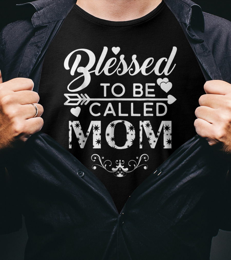 Blessed To Be Called Mom With Hearts And Arrow Motif T-Shirt