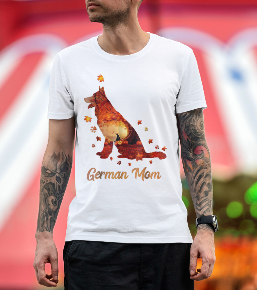 German Shepherd Mom Autumn Scene T-Shirt