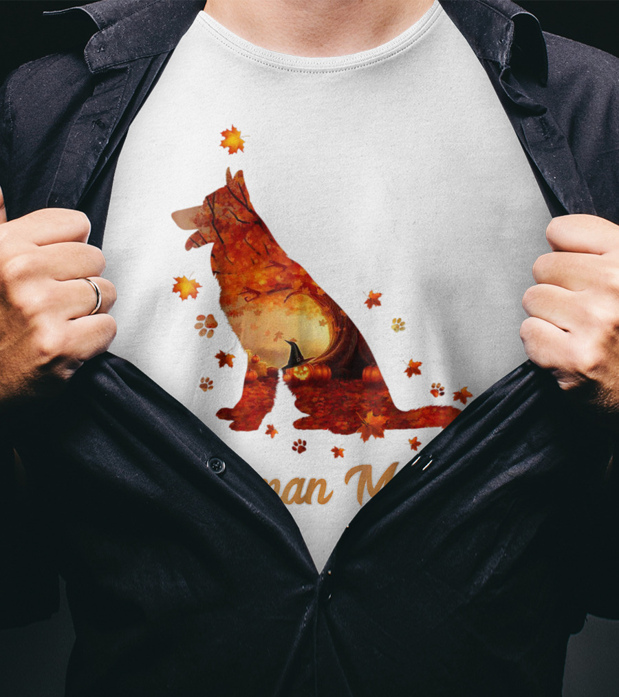 German Shepherd Mom Autumn Scene T-Shirt