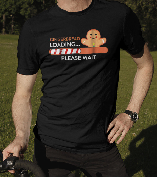 Gingerbread Loading Please Wait Funny Pregnant Expecting Announcement T-Shirt