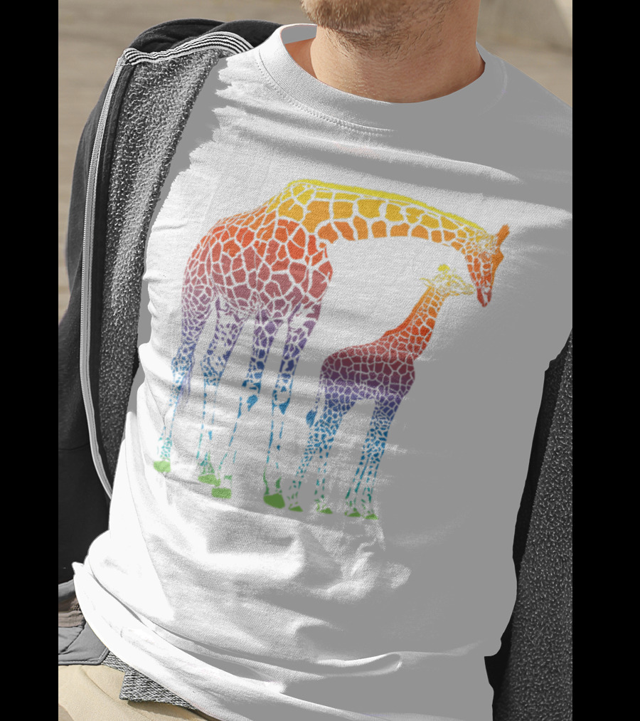 Giraffe Mom Baby Colorful Lovers T-Shirt