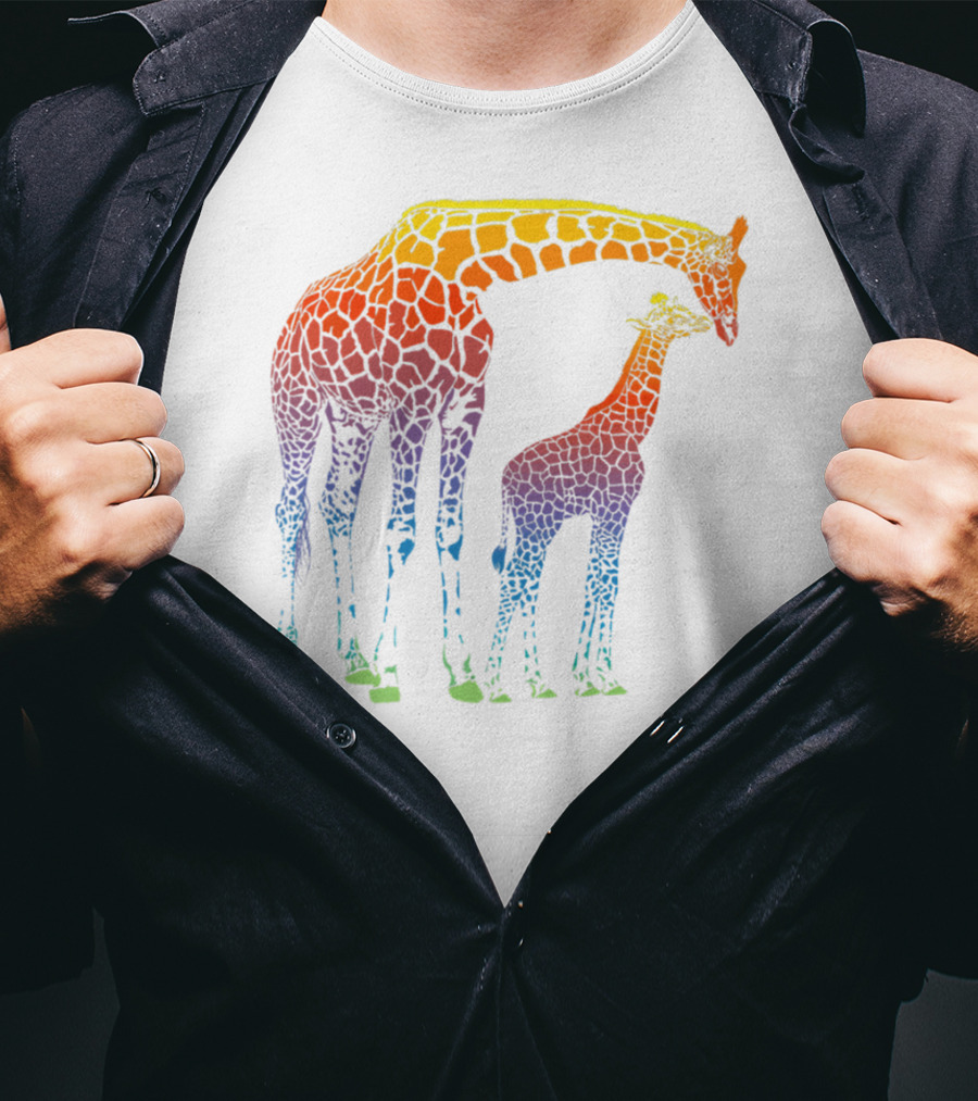 Giraffe Mom Baby Colorful Lovers T-Shirt