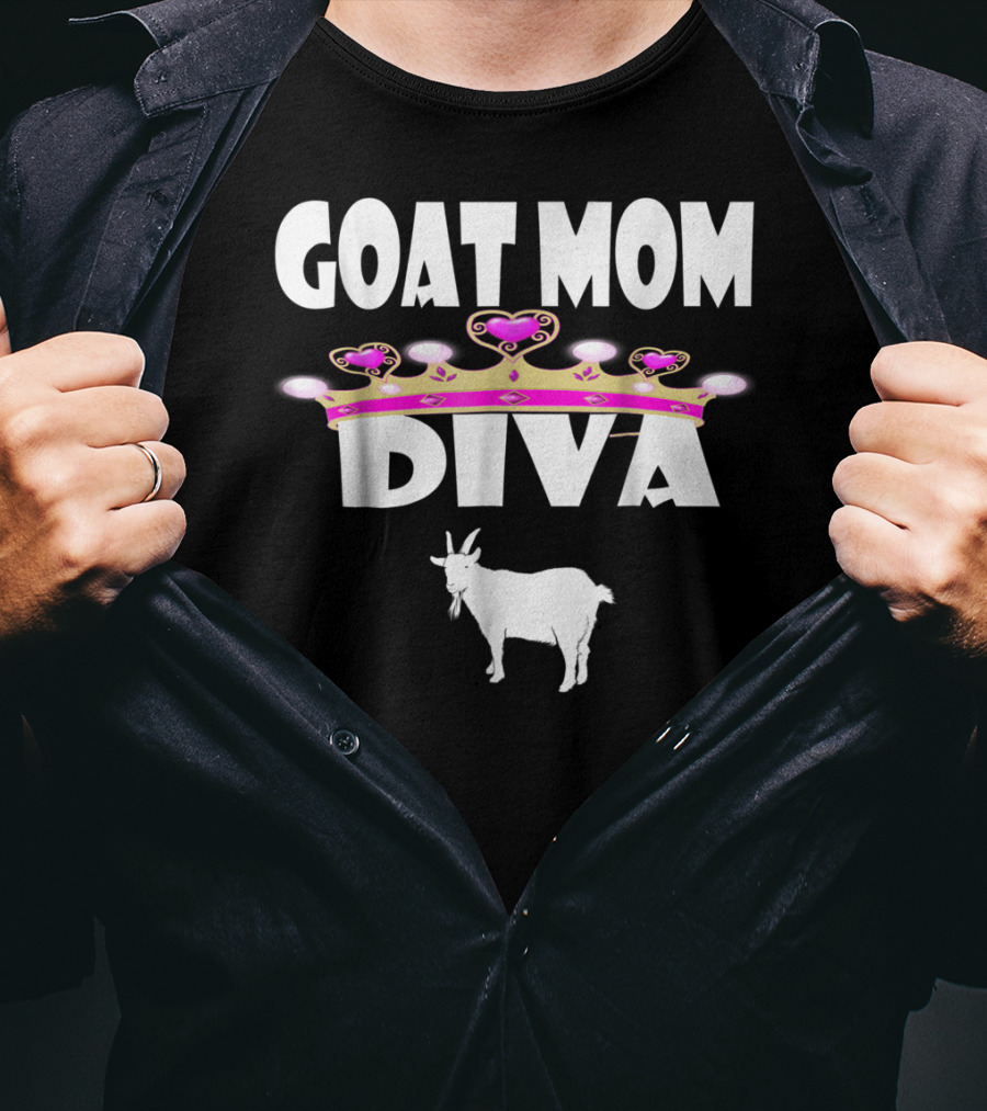 GOAT MOM DIVA Pink Crown Pet Goat Lover T-Shirt