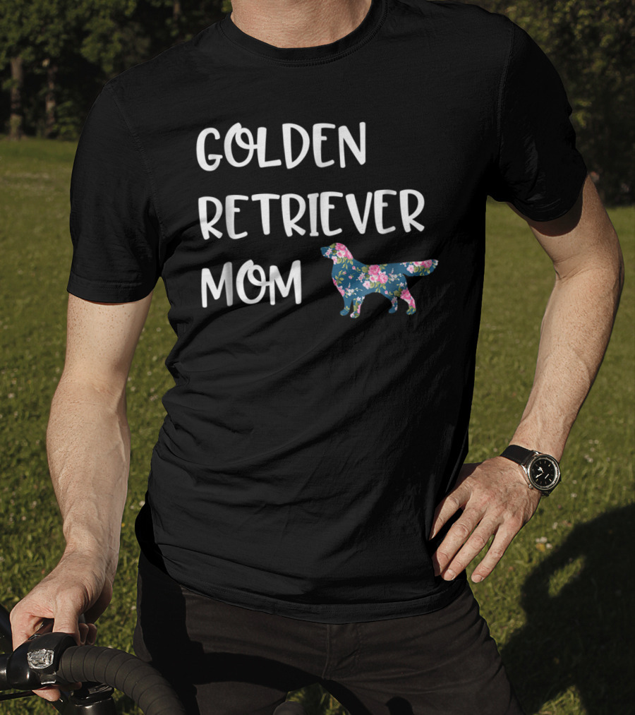 Golden Retriever Mom Floral Dog T-Shirt