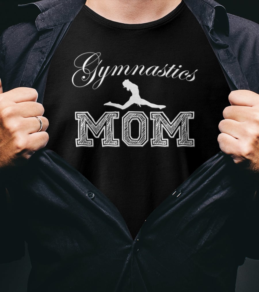 Gymnastics Mom Leaping Silhouette Fun Family T-Shirt