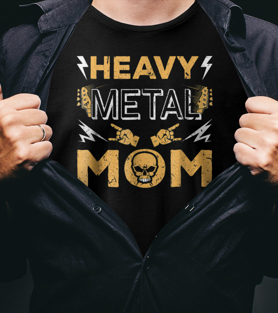 Heavy Metal Mom Vintage Band Skull Music Mother T-Shirt