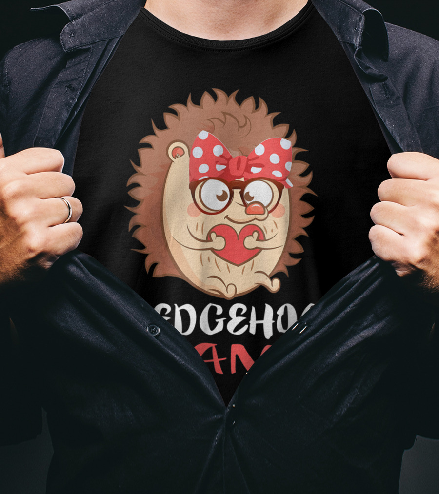 Hedgehog Mama Pet Lover Owner Mom With Glasses And Polka Dot Bow T-Shirt