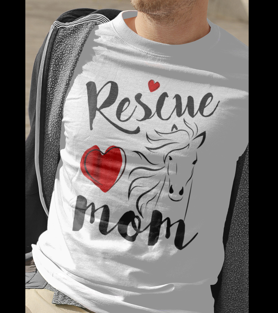 Rescue Mom Heart Horse T-Shirt