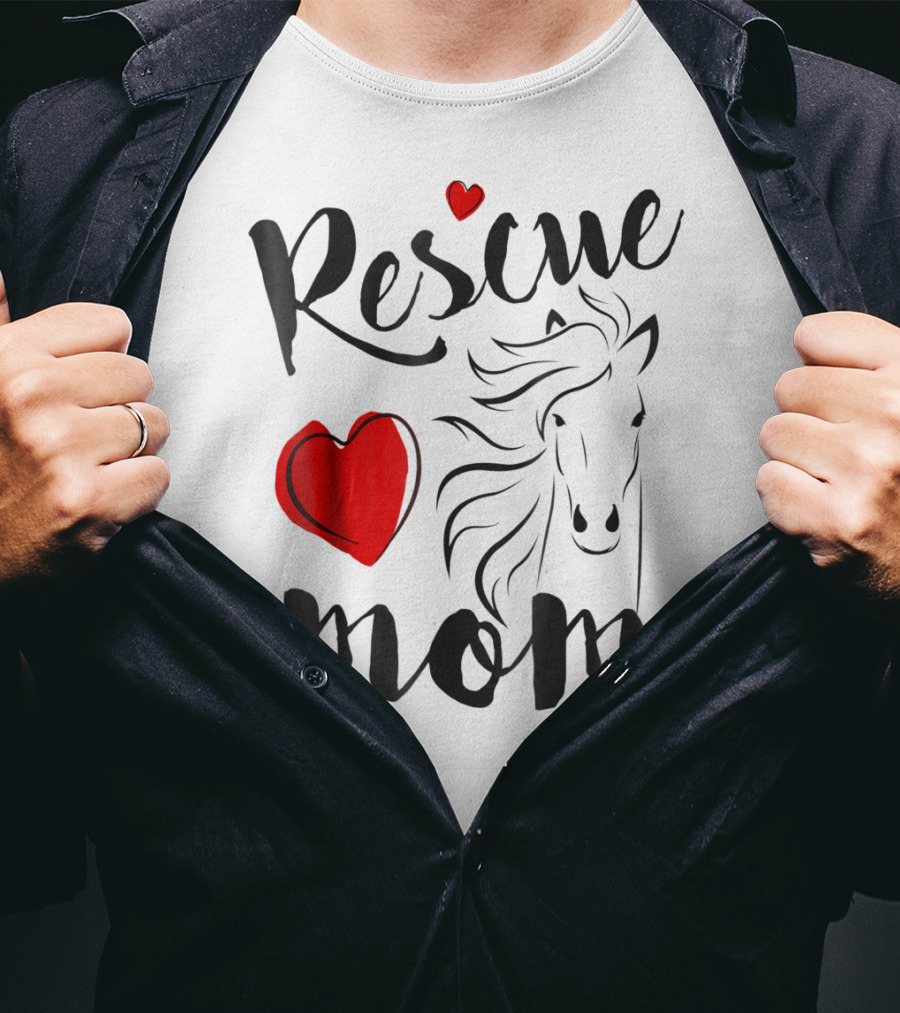 Rescue Mom Heart Horse T-Shirt