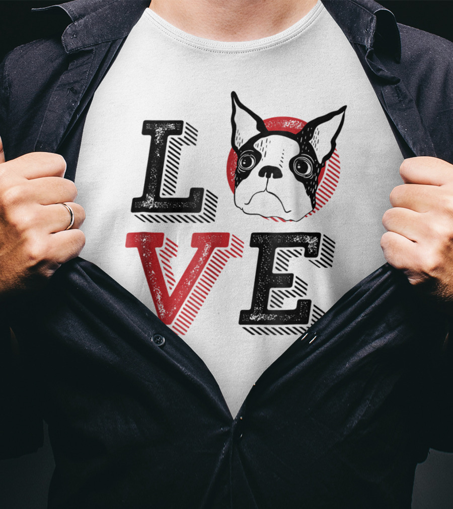 I Love Boston Terrier Dog Lover Puppies Mom Dad99 Love T-Shirt
