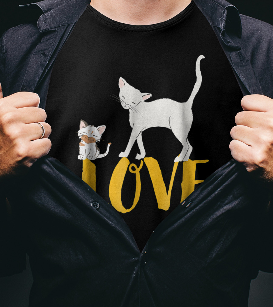 I Love Cats Vintage Love Cat Mom And Dad Cat Person 13 T-Shirt