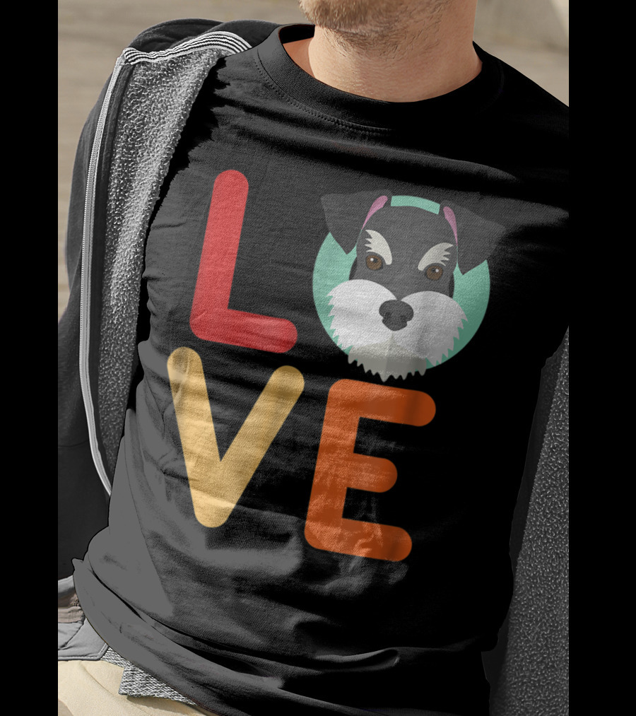 Love Miniature Schnauzer Dog And Puppy For Dog T-Shirt