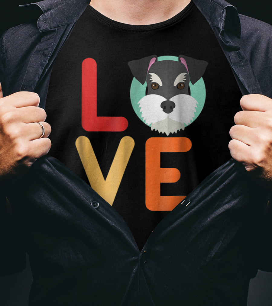 Love Miniature Schnauzer Dog And Puppy For Dog T-Shirt