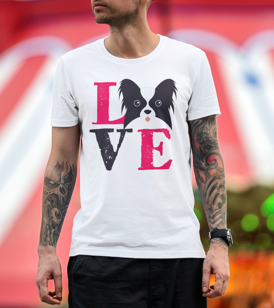 I Love Papillion Puppy Mom And Dad Love Papillon Dog T-Shirt