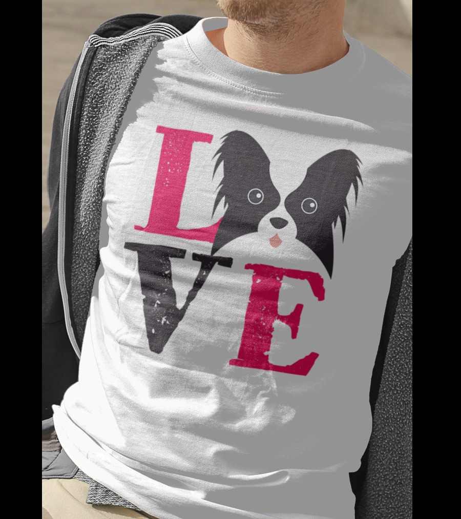 I Love Papillion Puppy Mom And Dad Love Papillon Dog T-Shirt