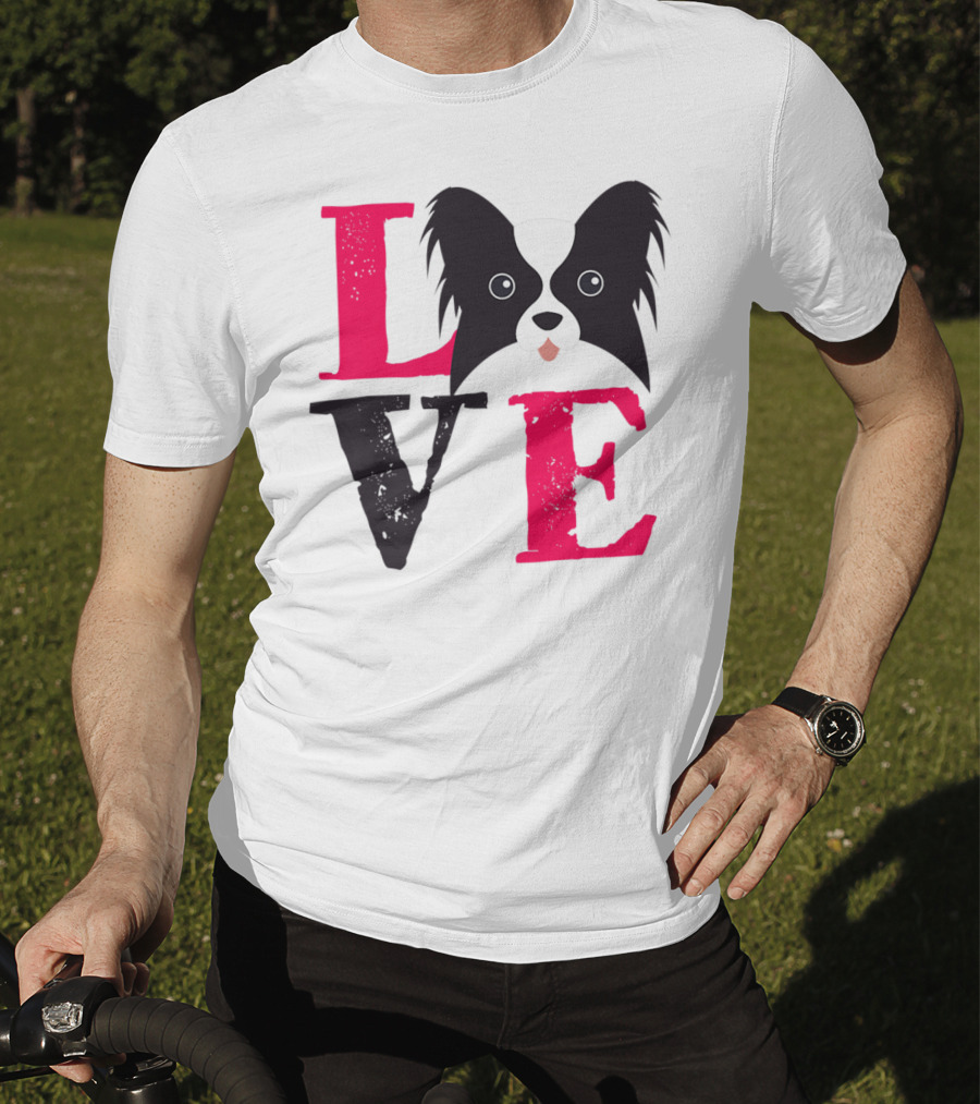 I Love Papillion Puppy Mom And Dad Love Papillon Dog T-Shirt